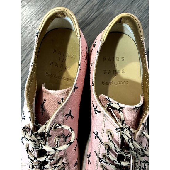 Pairs in Paris Broomingalas Women's Floral Print Leather Low Top Sneakers - Picture 2 of 8